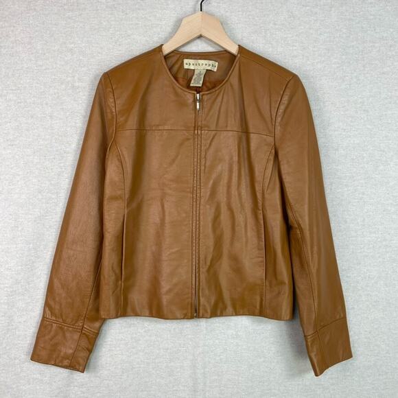 Apostrophe Jackets & Blazers - Apostrophe Womens Leather Bomber Jacket Size 6 Small Full Zip Motorcycle Edgy